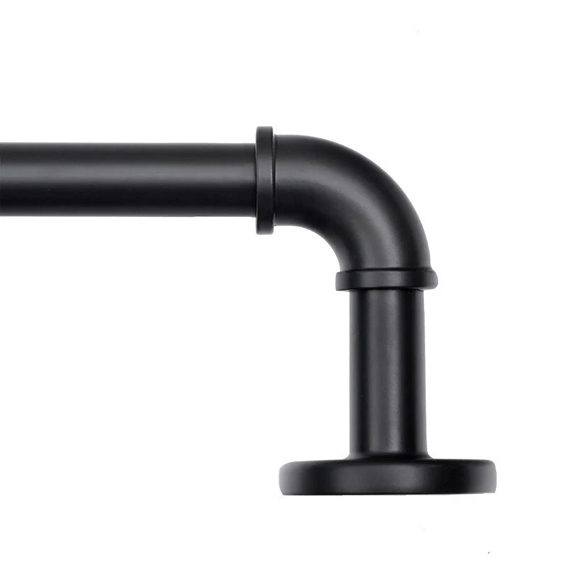 1 Inch Industrial Wrap-Around Curtain Rods, Matte Black, 28-48 in, 48-86 in, 86-120 in
