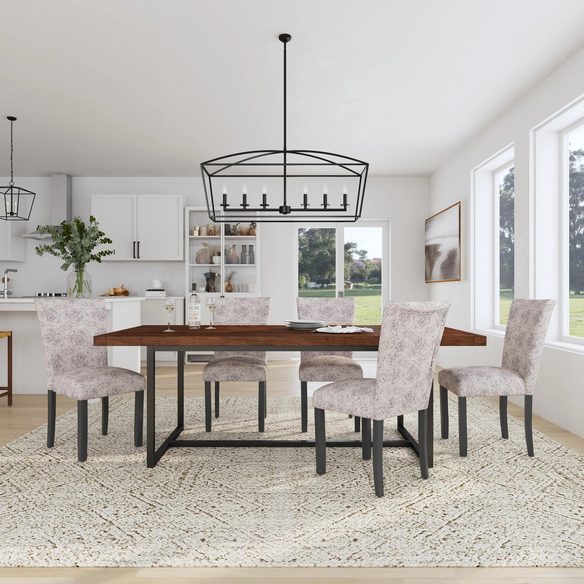 Set Of 2 Upholstered Parsons Dining Chairs, 38 in H x 19 in W x 23.5 in D
