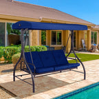 Arlopu 3-Person Outdoor Convertible Porch Swing Glider With Canopy