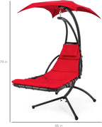 Best Choice Products Outdoor Hanging Steel Chaise Lounge Chair With Canopy, Charcoal Gray - SKY5871