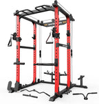 Sportsroyals Power Cage With Adjustable Cable Crossover System, 1600 lbs, Red, 61.6 x 56.0 x 82.6 in - Power Cage