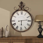 Large Antique Wall Clock, 21 Inch, Bronze-Gold Or Bronze, 27.5 x 20 in / 31.49 x 23.62 in