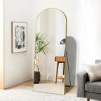 Full-Length Floor Mirror 64x21, Aluminum Alloy Frame With Stand And Wall Mount Option