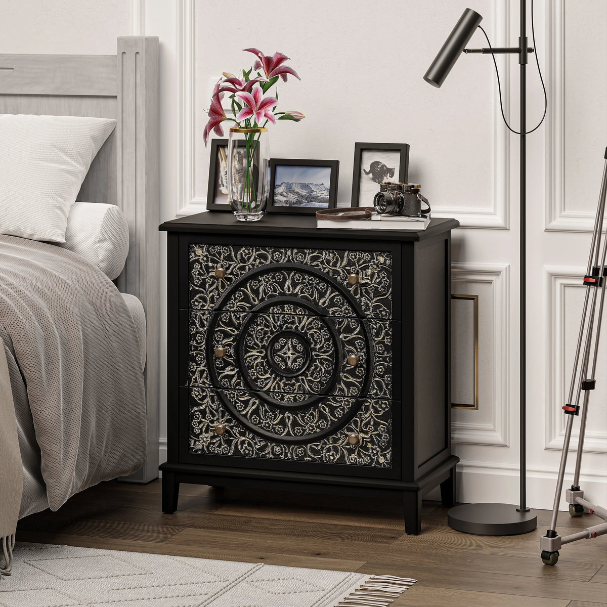 Farmhouse Fully Assembled Nightstand With 2 Drawers