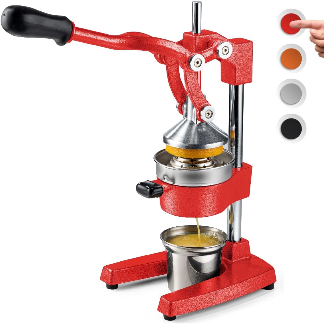 Commercial Manual Citrus Juicer Press With Stainless Steel Cup - Black