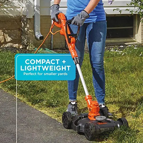 BLACK+DECKER 3-in-1 Corded Electric Lawn Mower, String Trimmer And Edger, 12-Inch - BESTA512