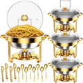 EffiQ-Rate Stainless Steel Chafing Dishes, 4 Pack, 9 QT, Silver And Gold - 7 Pans