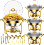 EffiQ-Rate Stainless Steel Chafing Dishes, 4 Pack, 9 QT, Silver And Gold - 7 Pans