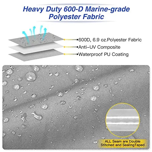 Fuprosico 600D Waterproof Winter Boat Cover With Motor Cover, 17-19 ft