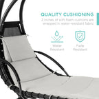 Best Choice Products Outdoor Hanging Steel Chaise Lounge Chair With Canopy, Charcoal Gray - SKY5871