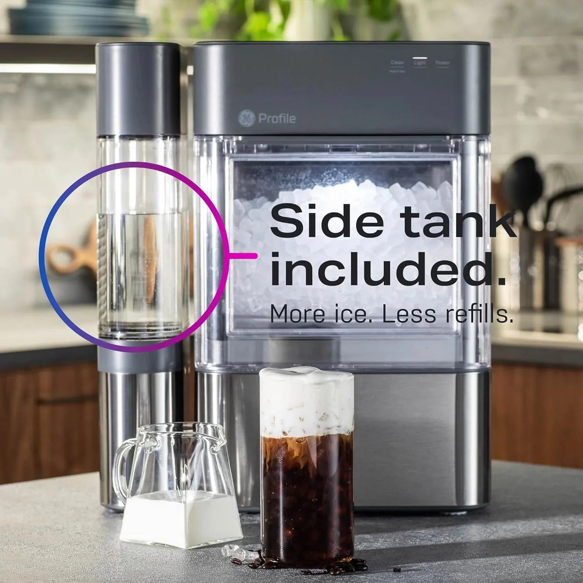 GE Profile Opal 2.0 Countertop Nugget Ice Maker With 0.75 Gallon Tank, 38 lbs/24 Hours, Stainless Steel