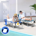 Yestomo 3-in-1 Outdoor Sun Tanning Lounge Chair, Blue, 330lbs Capacity