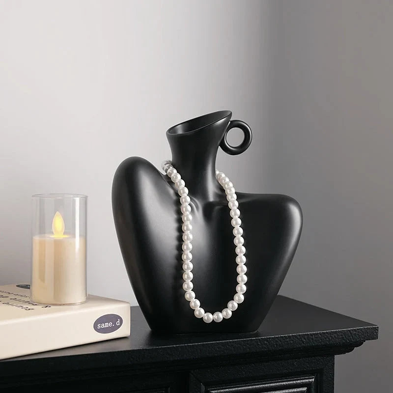 Ceramic Decorative Vase With Matte Finish - Collarbone Vase