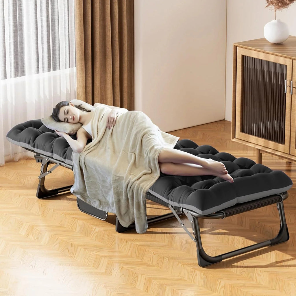 Slsy 5-Position Adjustable Folding Lounge Chair And Cot - 75.2" x 25.6" x 11.8"