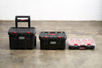 Keter Rolling Tool Box System, 3 Piece, Black/Red - 3 Piece Resin Modular Toolbox System