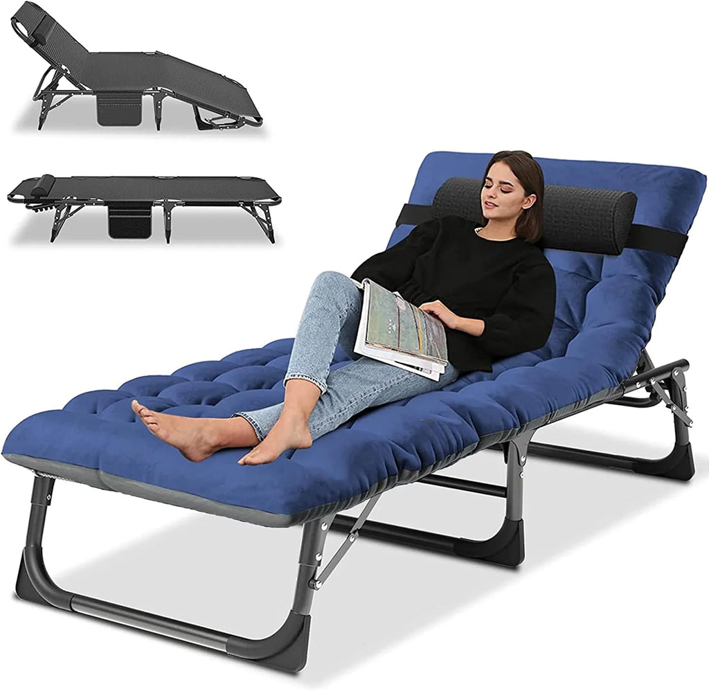 Slsy 5-Position Adjustable Folding Lounge Chair And Cot - 75.2" x 25.6" x 11.8"