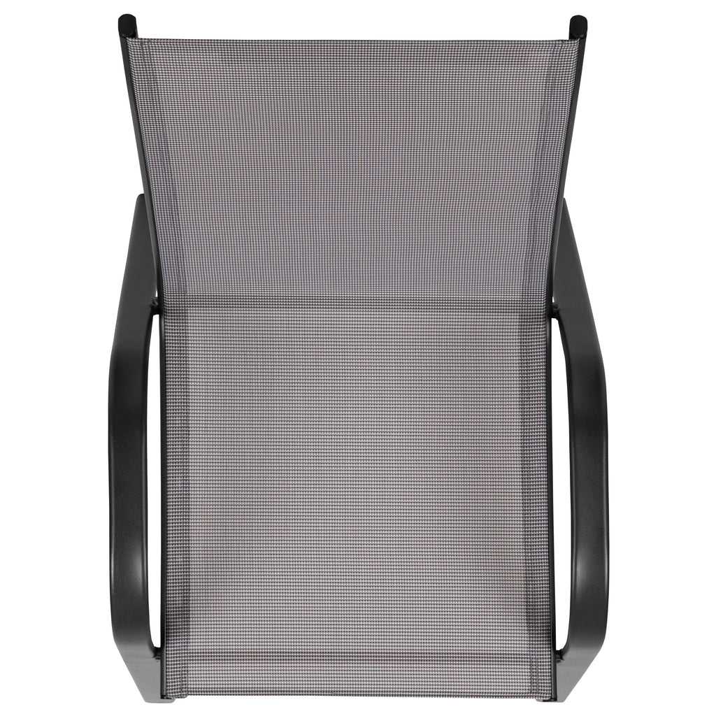 Emma + Oliver Outdoor Stack Chairs, Gray, 4 Pack, 21.25in W x 29in D x 36in H