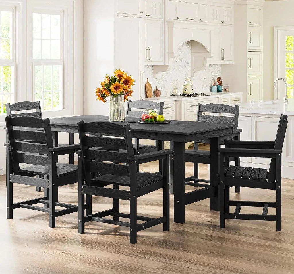 SERWALL 7-Piece HDPE Patio Dining Set, Aruba, 66.9in D x 32.2in W x 29.1in H