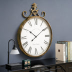 Large Antique Wall Clock, 21 Inch, Bronze-Gold Or Bronze, 27.5 x 20 in / 31.49 x 23.62 in