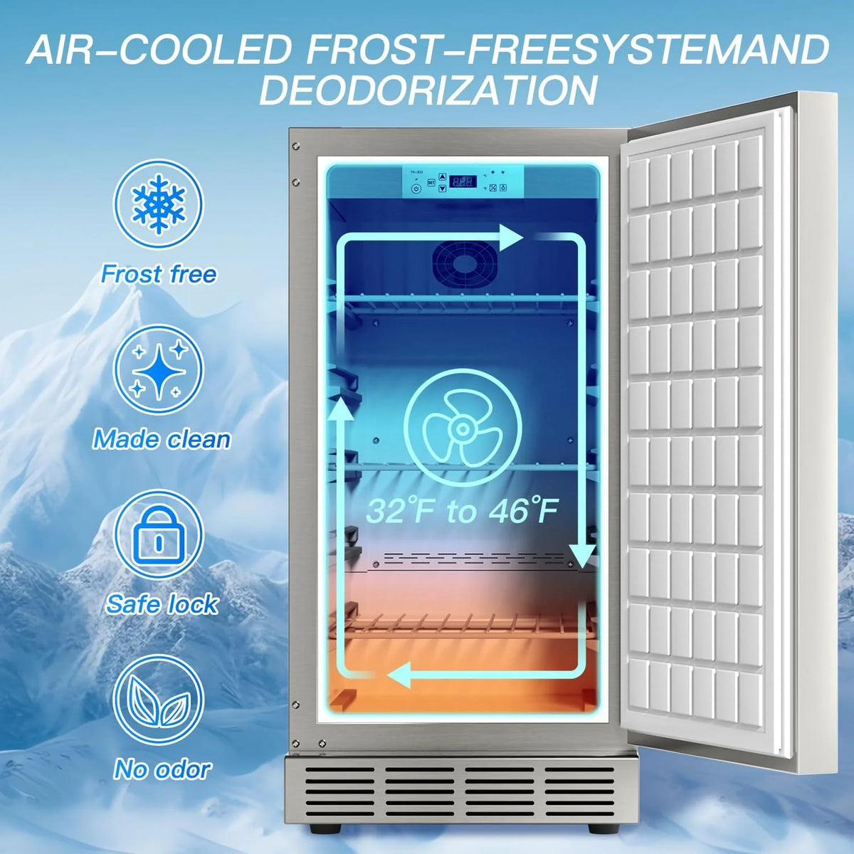 15 Inch Outdoor Stainless Steel Beverage Refrigerator With 3 Shelves