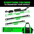 Rhino USA Car Tie-Down Straps With J Hooks, 4-Pack, 2 Inch x 8 Feet, Black - HDKIT-P 2IN-HDKIT