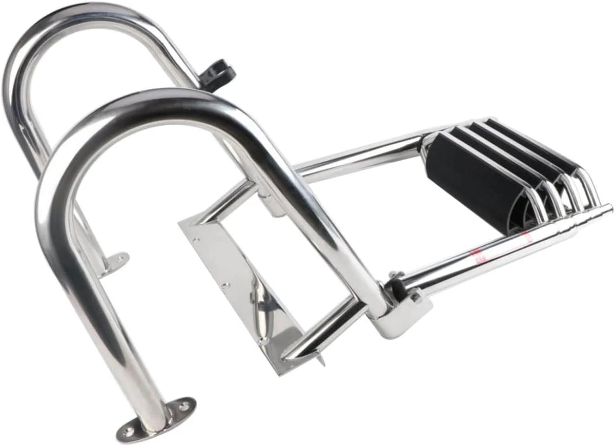 4-Step Telescoping Stainless Steel Boat Ladder With Handrails And Wide Steps - 600 lb Capacity