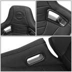 NRG Innovations Reclining Racing Seats Pair, PVC Leather, Carbon Fiber Pattern, With Sliders
