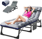 Slsy 5-Position Adjustable Folding Lounge Chair And Cot - 75.2" x 25.6" x 11.8"