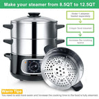 Electric Stainless Steel Food Steamer, 8.5 Qt, 800W