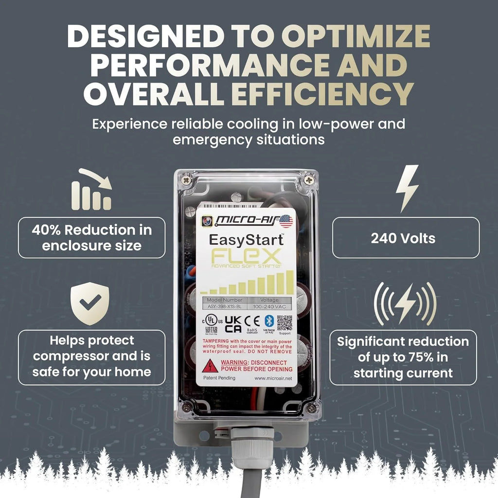 Micro-Air HVAC Soft Start Kit, Bluetooth, Up To 6 Tons - EasyStart FLEX 398