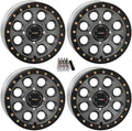 System 3 SB-7 Beadlock ATV/UTV Wheels 15x7 Titanium 4 Pack With Gorilla Lug Kit - 15S3-7656