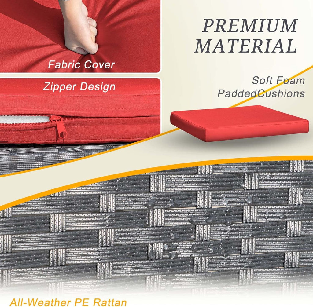 3-Piece Patio Wicker Conversation Set With Coffee Table - Black