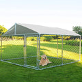Haverchair Heavy Duty Outdoor Dog Kennel With Water and UV-Resistant Cover, Galvanized Steel, 90in L x 90in W x 63in H