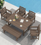 SERWALL 7-Piece HDPE Patio Dining Set, Aruba, 66.9in D x 32.2in W x 29.1in H