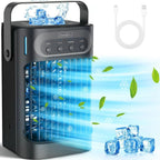 VICELEC Portable Evaporative Air Cooler, 900ml, 3 Speeds, 3 Mist Modes, 7-Color Night Light