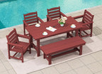 SERWALL 7-Piece HDPE Patio Dining Set, Aruba, 66.9in D x 32.2in W x 29.1in H