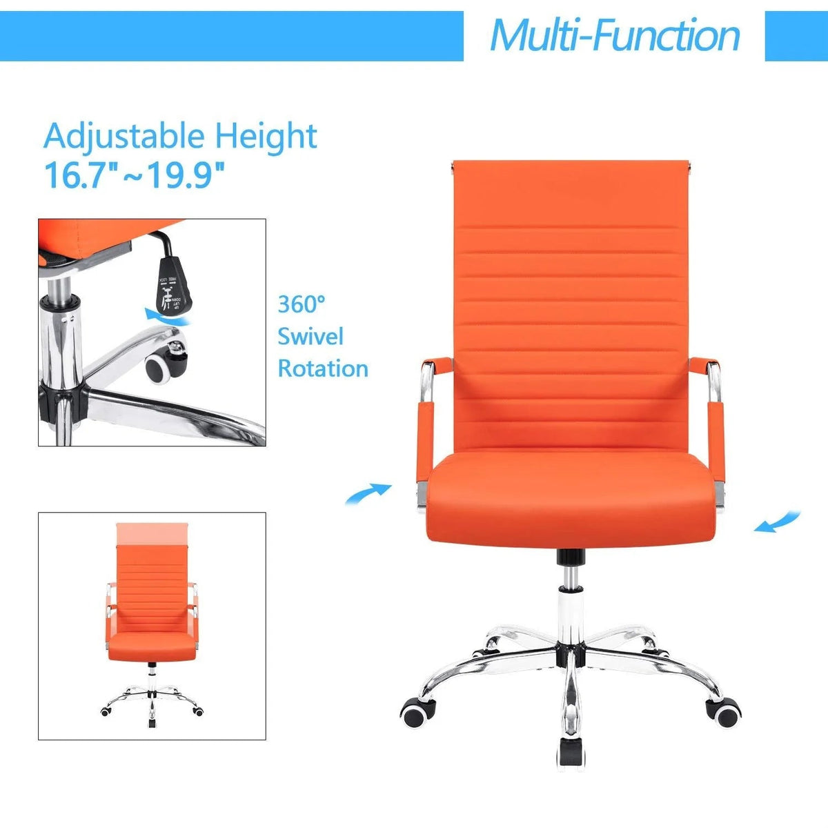 Ergonomic High-Back Office Chair With PU Leather Upholstery And 360-Degree Swivel