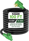 40 Amp 100 Foot RV/EV Extension Cord, NEMA 14-50P/R, Green