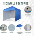 10x10 Instant Pop-Up Canopy Tent With Center Lock And 4 Sidewalls - Gray