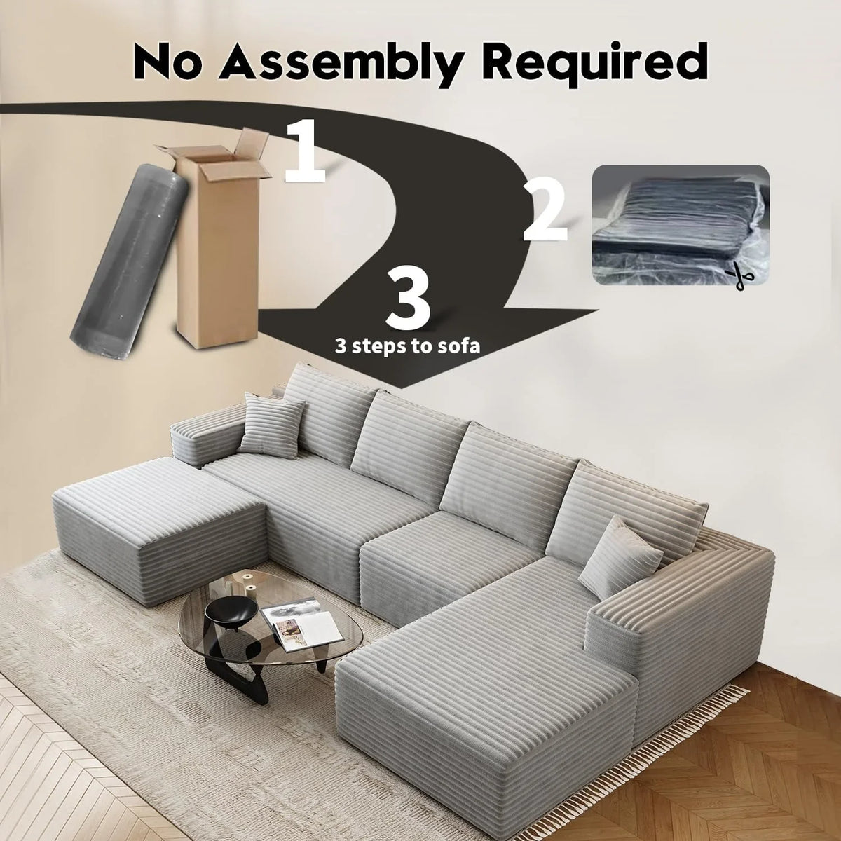 Settab Modular Sectional Sofa, 2 Seater Left-Facing Chaise, Black, 68.9 inch D x 107.5 inch W x 36.3 inch H