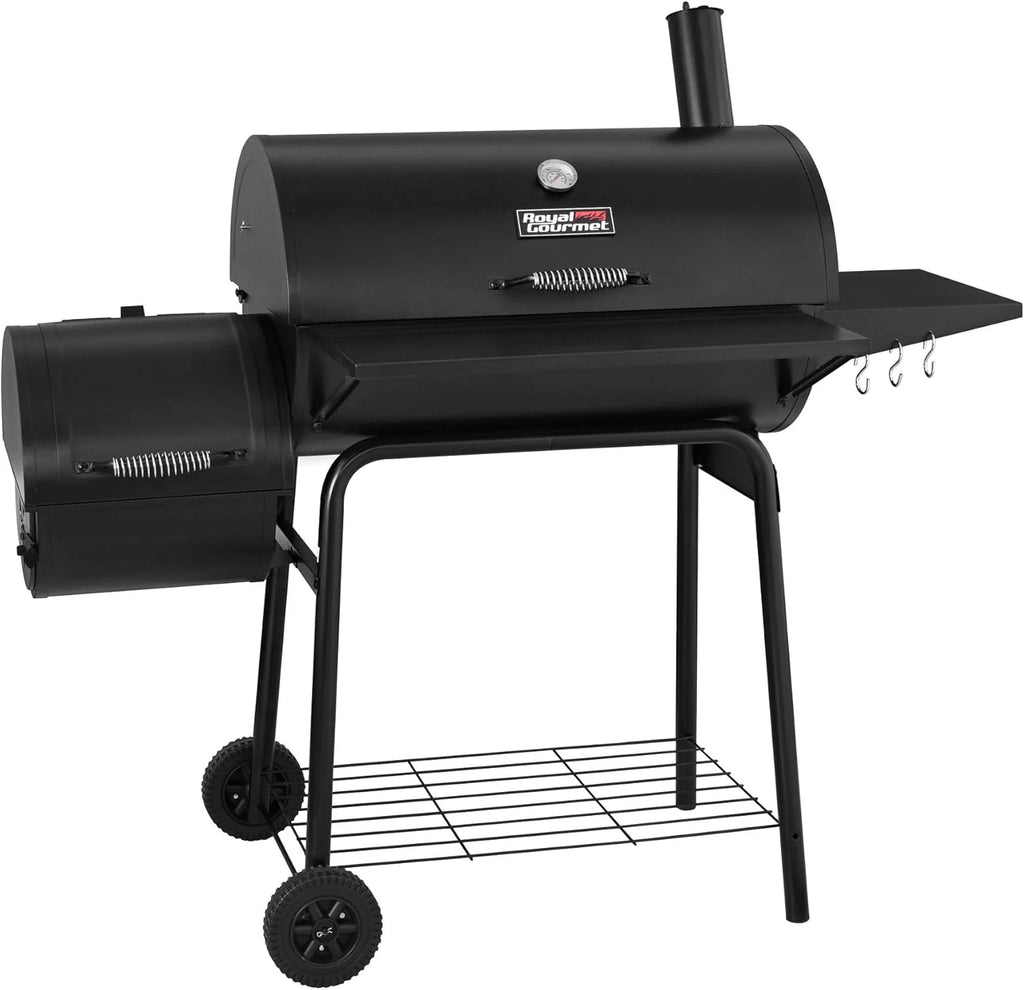 30in Charcoal Grill And Offset Smoker, 811 Square Inch Cooking Surface, Black - CC1830S