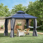 Hard-Top Outdoor Gazebo Canopy, Polycarbonate Roof, Aluminum Frame, 10 Feet X 12 Feet, Light Gray