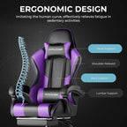 GTPLAYER Gaming Chair With Footrest, Lumbar Support, Headrest, Height Adjustment, White