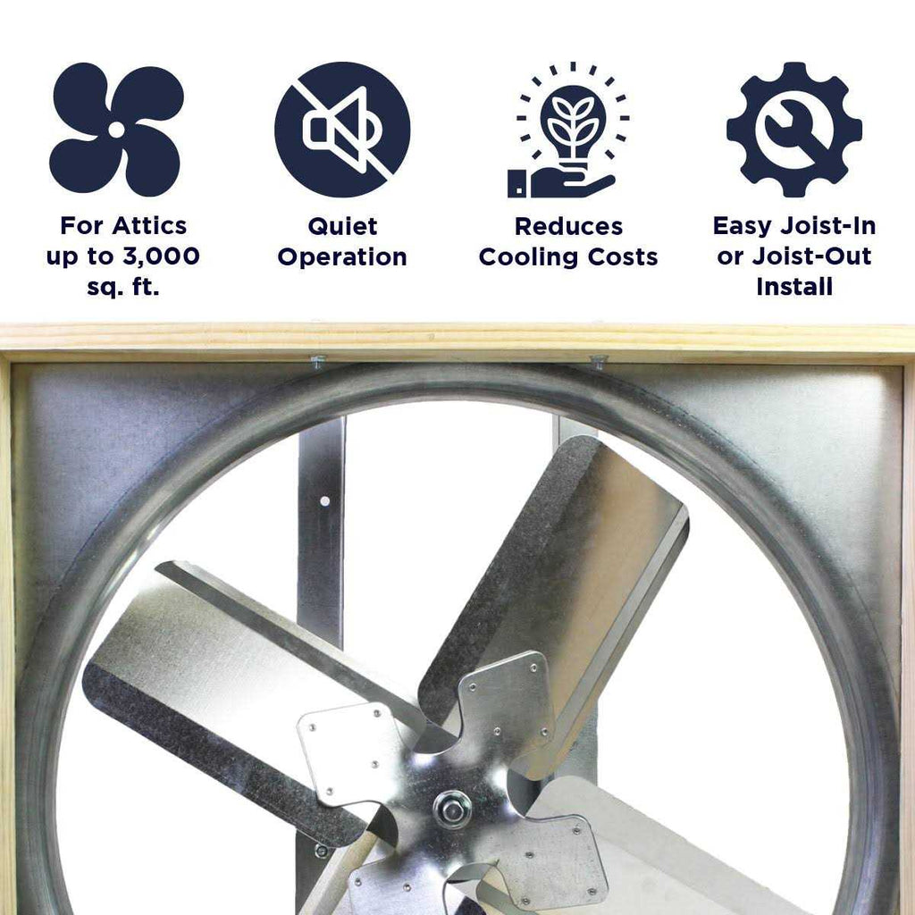 Cool Attic 30 Inch Belt Drive Whole House Fan With Shutter - CX30BD-2SPD