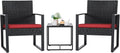 3-Piece Patio Wicker Conversation Set With Coffee Table - Black