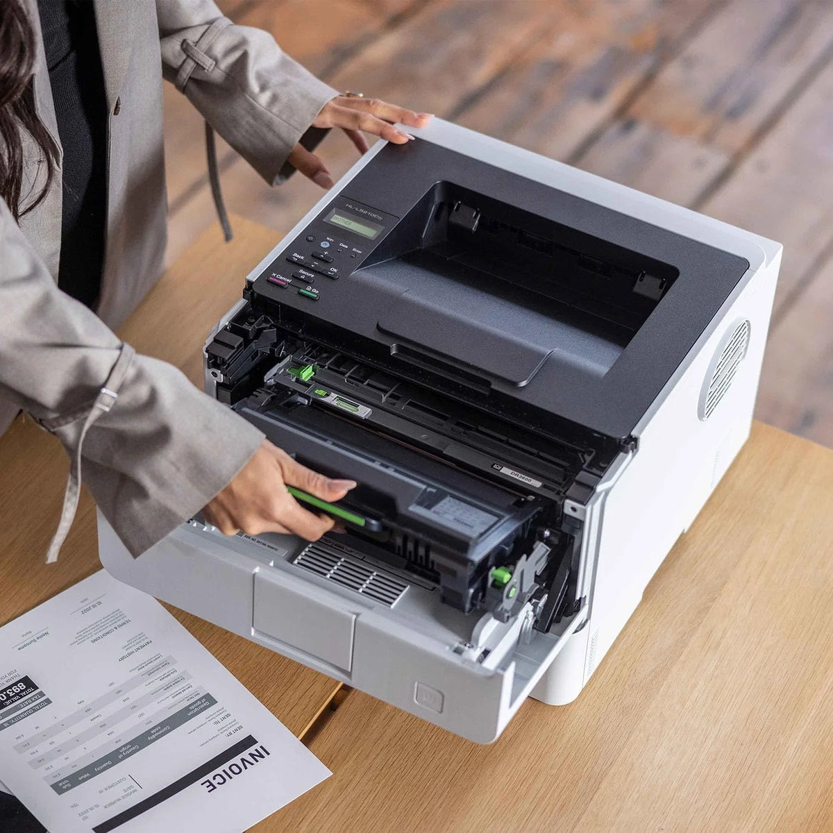 Brother Monochrome Laser Printer, 48ppm, Dual Paper Trays, White - HLL5210DW/HLL5210DN/HLL5210DWT