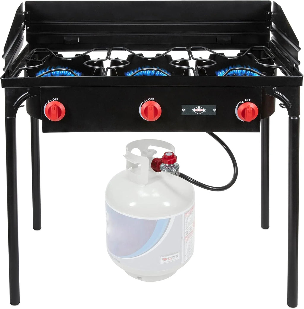 Dual-Burner Portable Propane Gas Stove, 150,000 BTU, Cast Iron