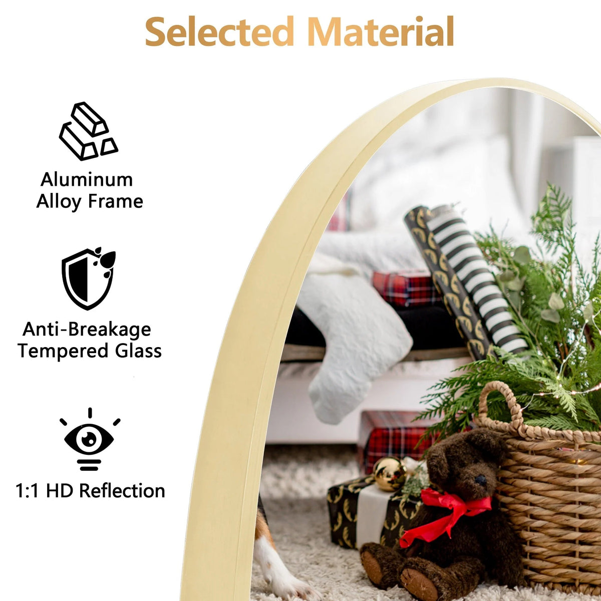 Full-Length Floor Mirror 64x21, Aluminum Alloy Frame With Stand And Wall Mount Option