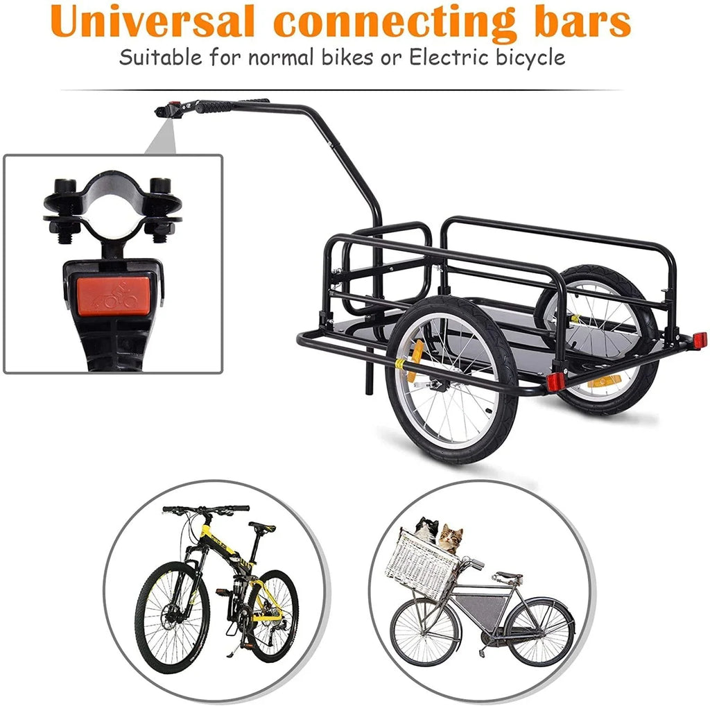 Aosom Foldable Bike Cargo Trailer, 80 lbs Capacity, 16 inch Wheels, Black - With Hitch