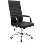 Ribbed High Back PU Leather Office Chair, 3.15-Inch Pad, 19.7 x 19.1 Inch Seat, 18.1 x 29.6 Inch Back, 16.7-19.9 Inch Height, 320 Lb